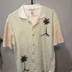 Zara Cream and Black Casual Button Down Shirt